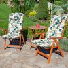 Cojín Benita Con Reposacabezas Para Silla, Sillón De Jardín 121x50x6cm, Flores Blancas