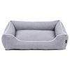 Cama Para Perro Sofá Mallorca Comfort Color Gris Claro Con Ribete Blanco 65x50 Cm