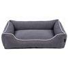 Cama Para Perro Sofá Mallorca Comfort Color Gris Oscuro Con Ribete Blanco 65x50 Cm