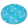 Alfombra Para Niños Hearts Circulo Jeans, Vintage Corazones - Turques Circulo 150 Cm