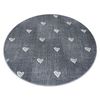 Alfombra Para Niños Hearts Circulo Jeans, Vintage Corazones - Gris Circulo 133 Cm