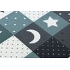 Alfombra Para Niños Stars Estrellas Turquesa / Gris 150x200 Cm