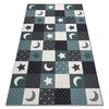 Alfombra Para Niños Stars Estrellas Turquesa / Gris 250x300 Cm