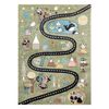 Alfombra Fun Route Para Niños, Calle, Animales Verde 160x220 Cm