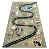 Alfombra Fun Route Para Niños, Calle, Animales Verde 180x270 Cm