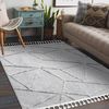 Alfombra Sevilla Z791c Mosaico Gris / Blanco Franjas Bereber Marroquí 140x190 Cm