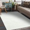 Alfombra Sevilla Ac53b Rayas Blanco Franjas Bereber Marroquí Shaggy 120x170 Cm