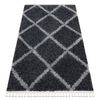 Alfombra Union 3482 Conducción Gris Franjas Bereber Marroquí Shaggy 140x190 Cm