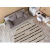 Alfombra Fluffy 2371 Circulo Shaggy Rayas - Crema / Antracita  Circulo 160 Cm