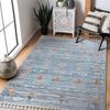 Alfombra Moderna Belle Bf13c Azul / Beige Franjas 120x170 Cm