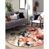 Antika Alfombra 24 Tek Circulo, Moderno Flores, Hojas Lavable - Terrac Circulo 200 Cm