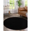 Alfombra Softy Circulo Llanura Color Sólido Negro Circulo 150 Cm