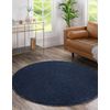 Alfombra Softy Circulo Llanura Color Azul Oscuro Circulo 150 Cm