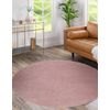 Alfombra Softy Circulo Llanura Color Sólido Rosado Circulo 120 Cm