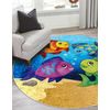 Alfombra Lavable Junior 51594.801 Circulo Peces, Océano Para Niños A Circulo 160 Cm