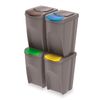 Set De 4 Cubos De Basura Keden Sortibox Papelera Reciclaje, Gris, Volumen 4x35l