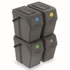 Set De 4 Cubos De Basura Keden Sortibox Para Reciclado, Gris, Volumen 4x25l