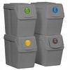 Set De 4 Cubos De Basura Keden Sortibox Para Reciclado, Gris, Volumen 4x20l