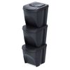 Set De 3 Cubos De Basura Keden Sortibox Papelera Reciclaje, Antracita Eco, Volumen 3x25l