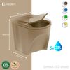 Set De 3 Cubos De Basura Keden Sortibox Papelera Reciclaje, Antracita Eco, Volumen 3x25l