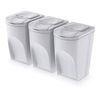 Set De 3 Cubos De Basura Keden Sortibox Papelera Reciclaje, Blanco Roto, Volumen 3x35l