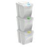 Set De 3 Cubos De Basura Keden Sortibox Papelera Reciclaje, Blanco Roto, Volumen 3x25l