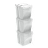 Set De 3 Cubos De Basura Keden Sortibox Papelera Reciclaje, Blanco Roto, Volumen 3x25l