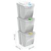 Set De 3 Cubos De Basura Keden Sortibox Papelera Reciclaje, Blanco Roto, Volumen 3x25l