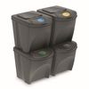 Set De 4 Cubos De Basura Keden Sortibox Papelera Reciclaje, Gris, Volumen 4x25l