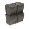 Set De 4 Cubos De Basura Keden Sortibox Papelera Reciclaje, Gris, Volumen 4x25l