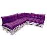 Set De 7 Cojines Para Palets, 3 X Asiento 120x50 Y Respaldo 120x40cm Morado, Sofá De Jardín / Cojín Palet Interior/exterior, Setgarden