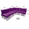 Set De 7 Cojines Para Palets, 3 X Asiento 120x50 Y Respaldo 120x40cm Morado, Sofá De Jardín / Cojín Palet Interior/exterior, Setgarden