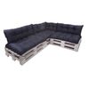 Set De 7 Cojines Para Palets, 3 X Asiento 120x60 Y Respaldo 120x40cm Azul Oscuro, Sofá De Jardín / Cojín Palet Interior/exterior, Setgarden