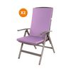 Cojín Para Silla 2 Ud| Cojín 110x47x4cm Violeta Claro| Cojín Para Silla De Exterior| Cojín De Asiento Con Respaldo Alto