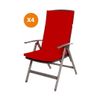 Cojín Para Silla 4 Ud| Cojín 110x47x4cm Rojo| Cojín Para Silla De Exterior| Cojín De Asiento Con Respaldo Alto