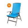 Cojín Para Silla 4 Ud| Cojín 110x47x4cm Azul| Cojín Para Silla De Exterior| Cojín De Asiento Con Respaldo Alto