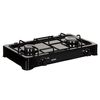 Cocina Gas Portátil Camping, 2 Quemadores, Rejilla Esmaltada, Tapa Protectora, Normativa G30-37 Mbar Negro  Mpm Kn-02/1kb