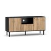 Mueble De Tv 2 Puertas 1 Cajón Acabado Roble Y Negro - 140 Cm - L 140  X A 42  X H 65  Cm