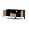 Mueble De Tv 2 Puertas 1 Cajón Acabado Roble Y Negro - 140 Cm