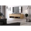 Mueble De Tv De Pared Puerta Abatible 2 Baldas 100 Cm - Acabado Madera - L 100  X A 31  X H 30  Cm