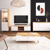 Mueble De Tv 2 Puertas Y 2 Baldas 157 Cm - Acabado Madera Y Blanco - L 157  X A 40  X H 52  Cm