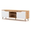 Mueble De Tv 2 Puertas Y 2 Baldas 157 Cm - Acabado Madera Y Blanco - L 157  X A 40  X H 52  Cm