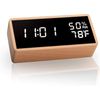 Reloj Despertador Electrónico, Ceramarble Furni, Reloj Despertador Digital De Madera Led Con 3 Alarmas