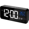 Reloj Despertador Digital, Ceramarble Furni, Reloj Despertador Digital Led Con Temperatura Y Repetición De Alarma 2 En Negro