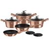 Batería Cocina Inducción 10 Piezas, Antiadherente Mármol Sin Pfoa, Aluminio, Cazuelas Sartenes Oro Rosado  Berlinger Haus Rose Gold