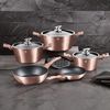 Batería Cocina Inducción 10 Piezas, Antiadherente Mármol Sin Pfoa, Aluminio, Cazuelas Sartenes Oro Rosado  Berlinger Haus Rose Gold