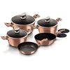 Batería Cocina Inducción 10 Piezas, Antiadherente Mármol Sin Pfoa, Aluminio, Cazuelas Sartenes Oro Rosado  Berlinger Haus Rose Gold