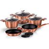 Batería Cocina Inducción 10 Piezas, Antiadherente Mármol Sin Pfoa, Aluminio, Cazuelas Sartenes Oro Rosado  Berlinger Haus Rose Gold