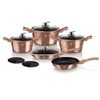 Batería Cocina Inducción 11 Piezas, Antiadherente Mármol Sin Pfoa, Aluminio, Cazuelas Sartenes Oro Rosado  Berlinger Haus Rose Gold