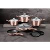 Batería Cocina Inducción 11 Piezas, Antiadherente Mármol Sin Pfoa, Aluminio, Cazuelas Sartenes Oro Rosado  Berlinger Haus Rose Gold